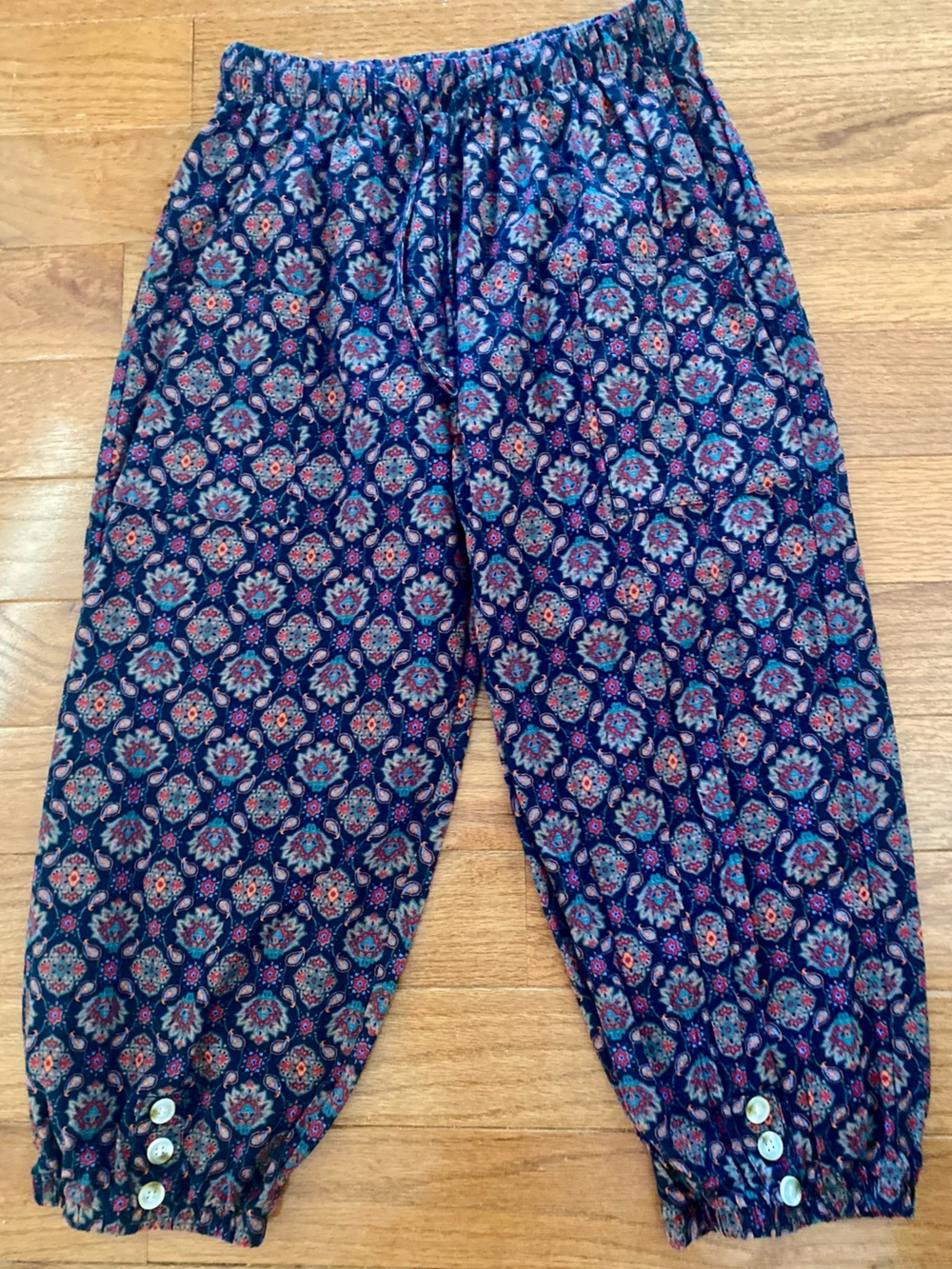 Vintage 90s Boho Paisley Cotton Harem Jogger Pants Medium